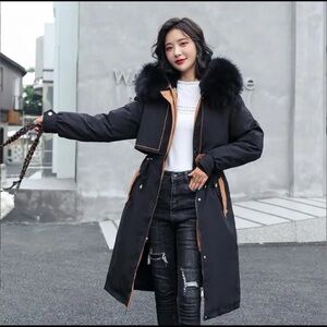 New Long Parkas With Hooded Female Women Winter Coat Thick Down Cotton Pockets